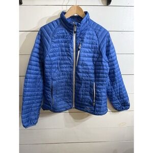 LL Bean Women Pet M Ultralight 850 Down Winter Puffer Jacket Blue DOWNTEK PERTEX